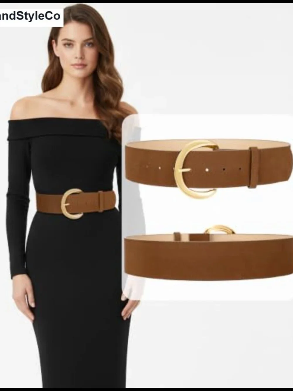 Wide Suede Belt Chunky Waistband Women Gold Buckle